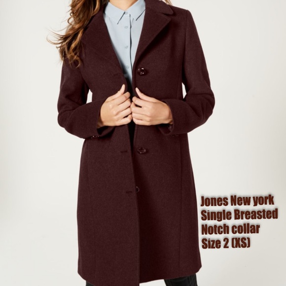 Jones New York Single-Breasted Notch-Collar Coat - Picture 3 of 5